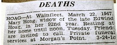 Welland History » Blog Archive » Hoag 1947 mary death